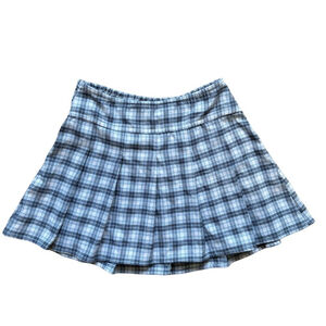 Hollister Blue Black and White Pleated Skater Mini Skirt Plaid Y2K Women’s S